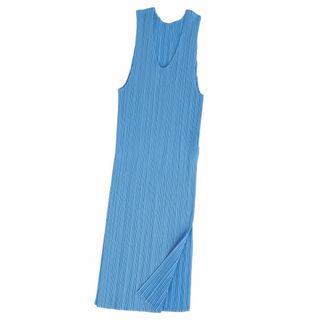 プリーツプリーズイッセイミヤケ(PLEATS PLEASE ISSEY MIYAKE)の美品 プリーツプリーズ イッセイミヤケ PLEATS PLEASE シャツ ブラウス ノースリーブ プリーツ トップス レディース 3(L相当) ライトブルー(シャツ/ブラウス(半袖/袖なし))