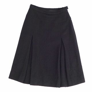 シャネル(CHANEL)の美品 Vintage シャネル CHANEL スカート フレアスカート ひざ丈 ウール ツイード ボトムス レディース 42(L相当) ブラック(ひざ丈スカート)