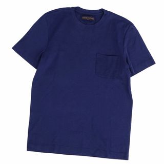 ルイヴィトン(LOUIS VUITTON)の美品 ルイヴィトン LOUIS VUITTON Tシャツ カットソー 半袖 ショートスリーブ ダミエ ロゴ刺繍 トップス メンズ S ネイビー(Tシャツ/カットソー(半袖/袖なし))