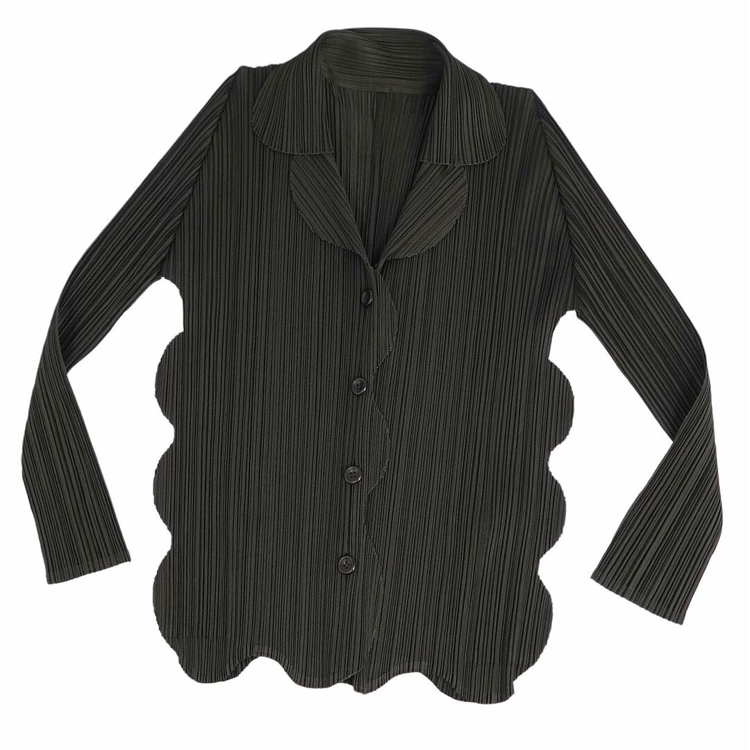 極美品 プリーツプリーズ イッセイミヤケ PLEATS PLEASE セットアップ シャツ ブラウス ロングスカート プリーツ レディース 2(M相当) グリーン