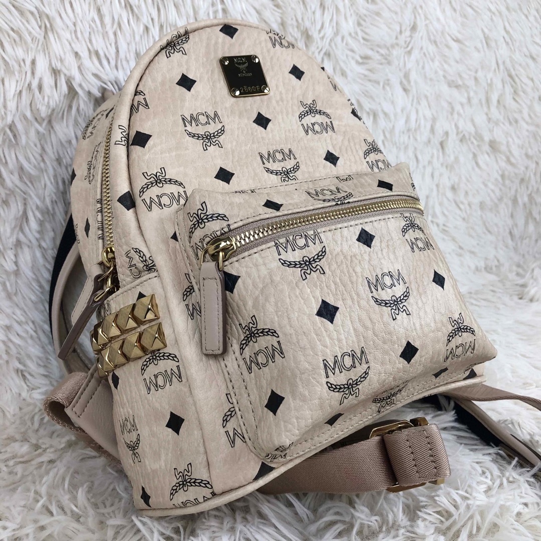 新品同様 MCM 定番♡ リュック バックパック ベージュ ミニ 保存袋付き