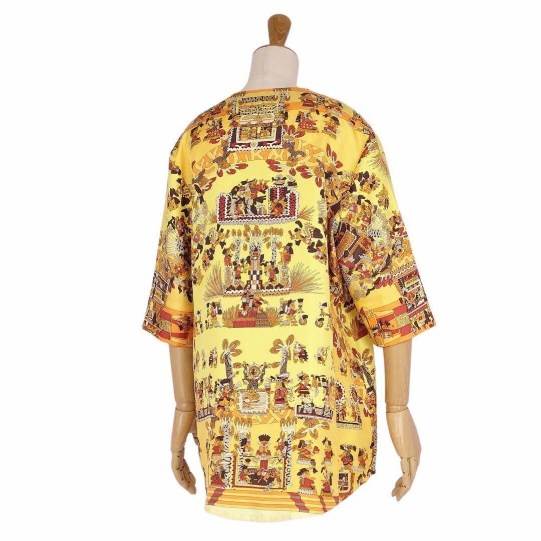 美品】HERMES ビンテージ シルク100% シャツブラウス総柄 M
