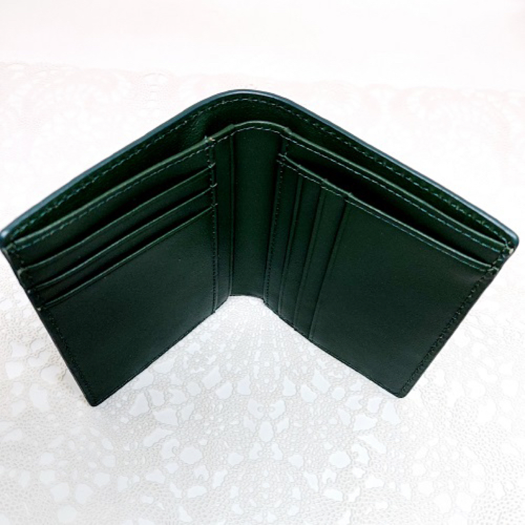 AT13 本革 クロコダイル 財布 ウォレット カードケース 腹ダークグリーン メンズのファッション小物(折り財布)の商品写真