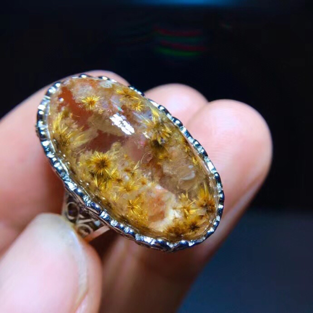 天然】フラワールチルオーツ リング 23.2*12.5mm-