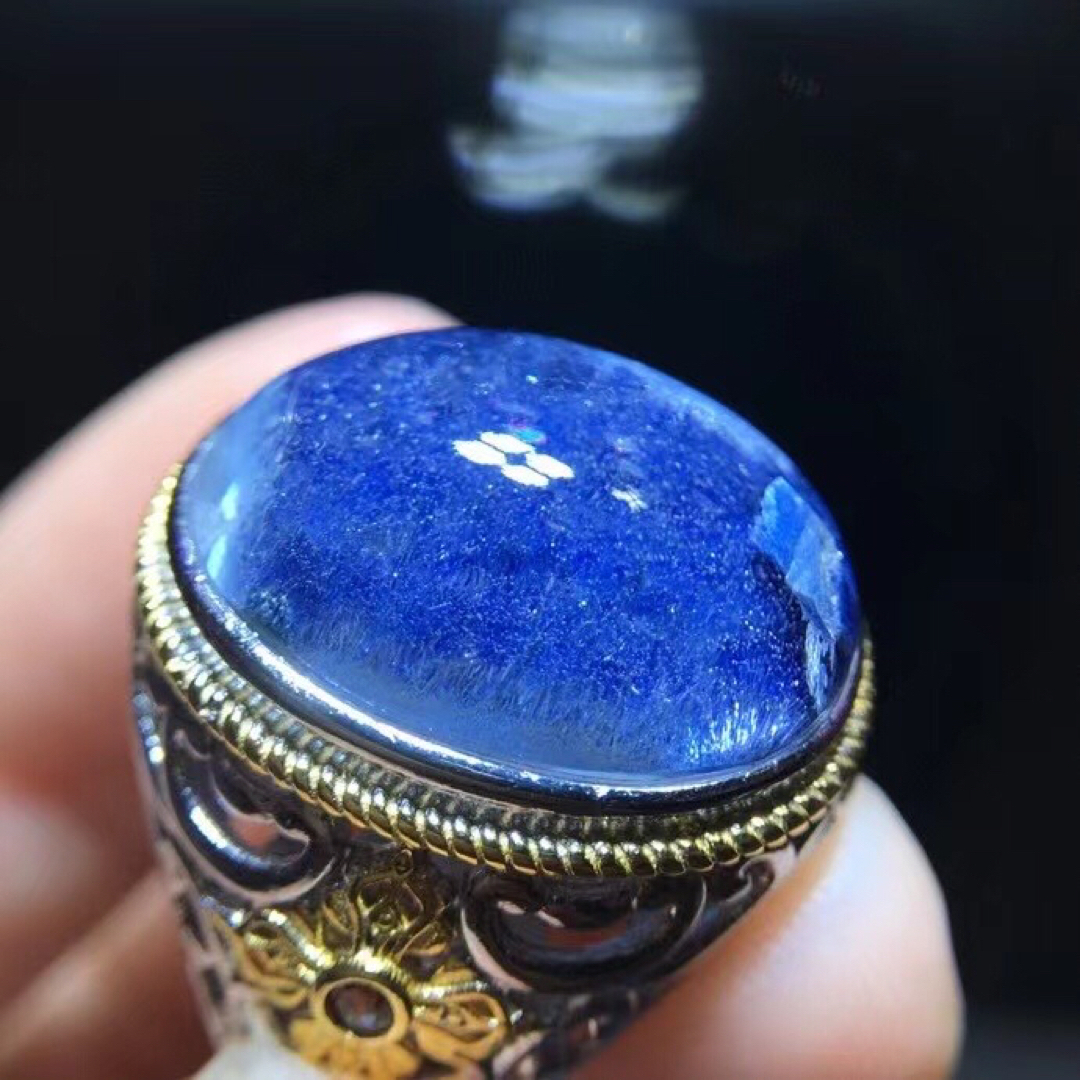 天然】ブルールチル デュモルチエライト リング 22.8*14mm-