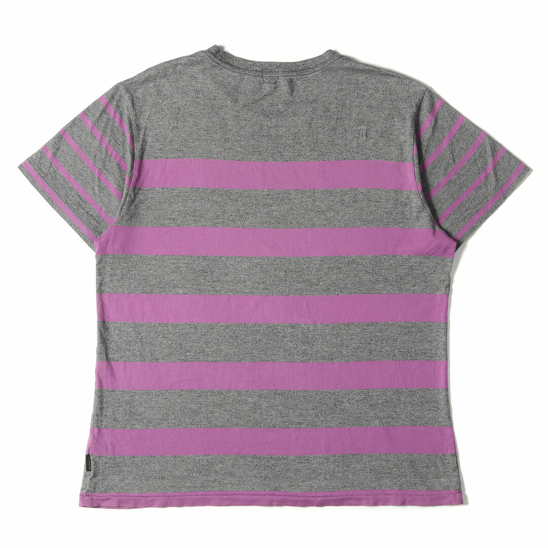 Paul Smith ポールスミス Tシャツ サイズ:L パネルボーダー 切替 クルーネック 半袖 Tシャツ 119503 136E 杢調 ごま塩 JEANS グレー パープル トップス カットソー 【メンズ】