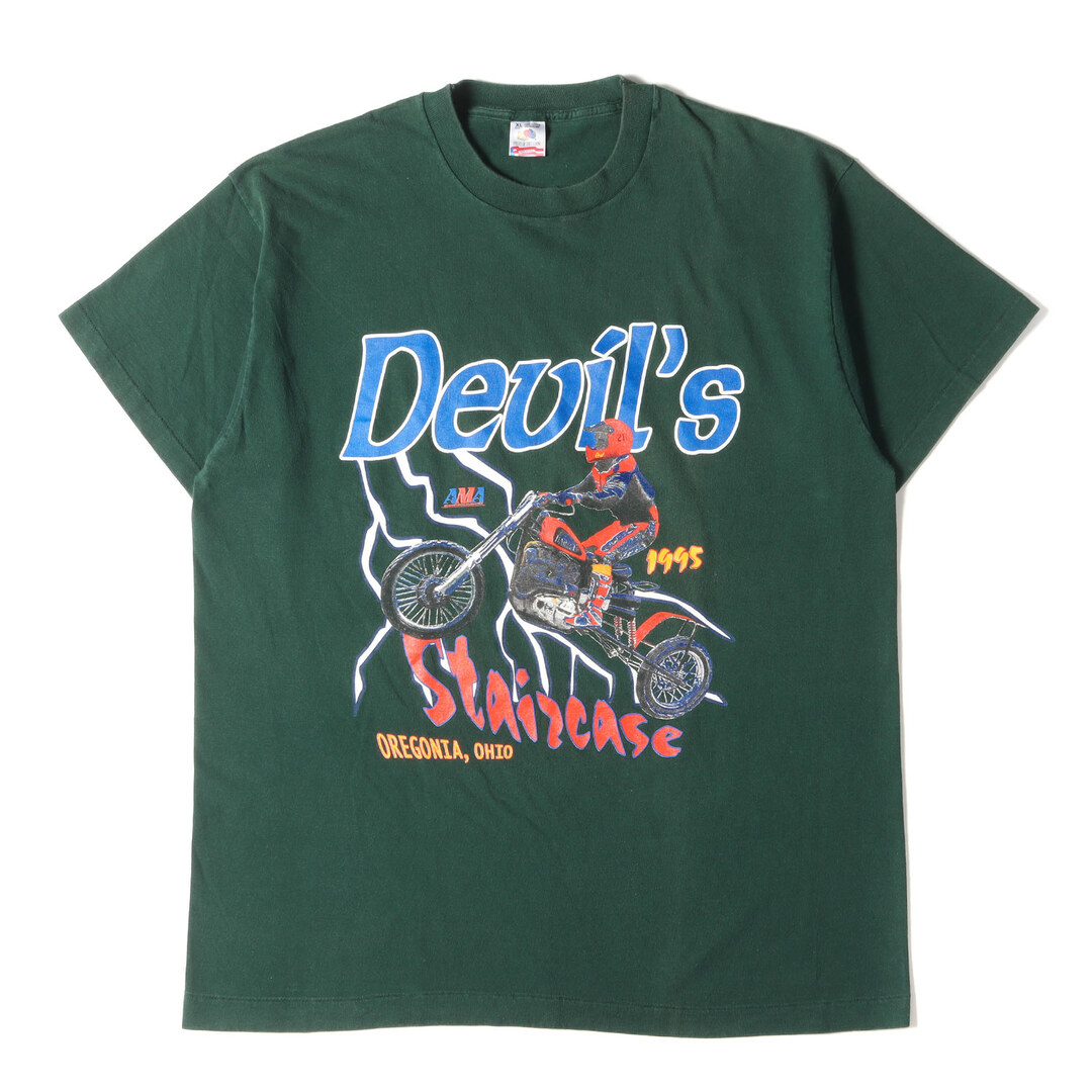 90s - 00s ヴィンテージ  Vintage Used 90s AMA Devils Staircase オフロード バイク クルーネック 半袖 Tシャツ 90年代 USA製 FRUIT OF THE LOOM フルーツオブザルーム グリーン トップス カットソー アメカジ 【メンズ】