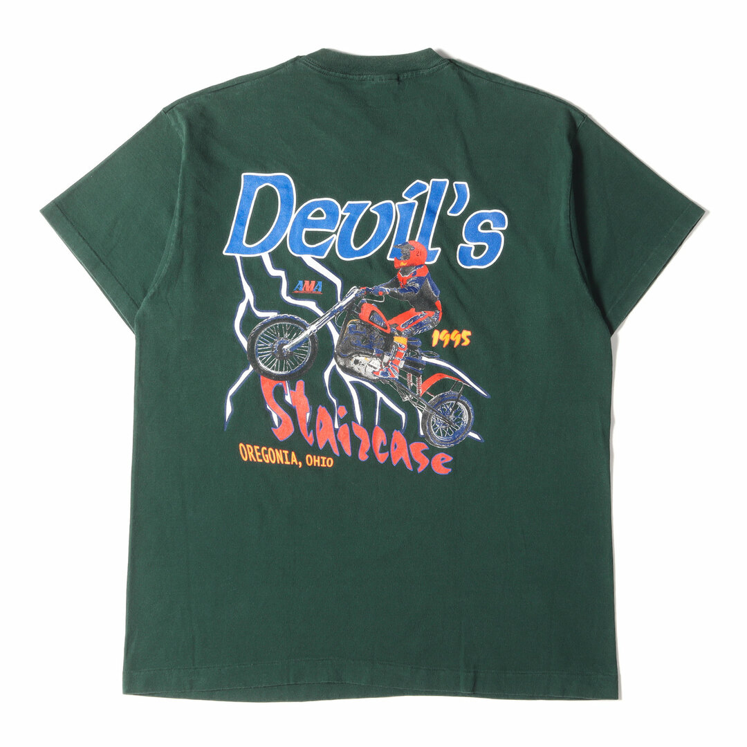 90s - 00s ヴィンテージ  Vintage Used 90s AMA Devils Staircase オフロード バイク クルーネック 半袖 Tシャツ 90年代 USA製 FRUIT OF THE LOOM フルーツオブザルーム グリーン トップス カットソー アメカジ 【メンズ】