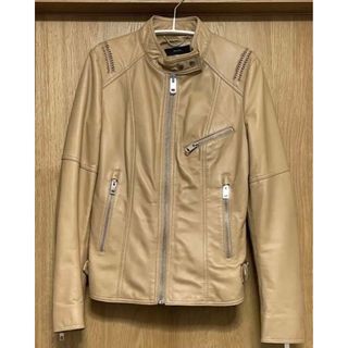 ⭐️定価10万⭐️Dieselレザーブルゾン▪️ライダース▪️カーキ▪️フード付き