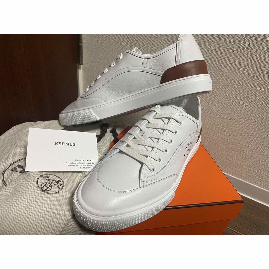 新品未使用HERMES エルメスレザースニーカー GET ホワイト size43