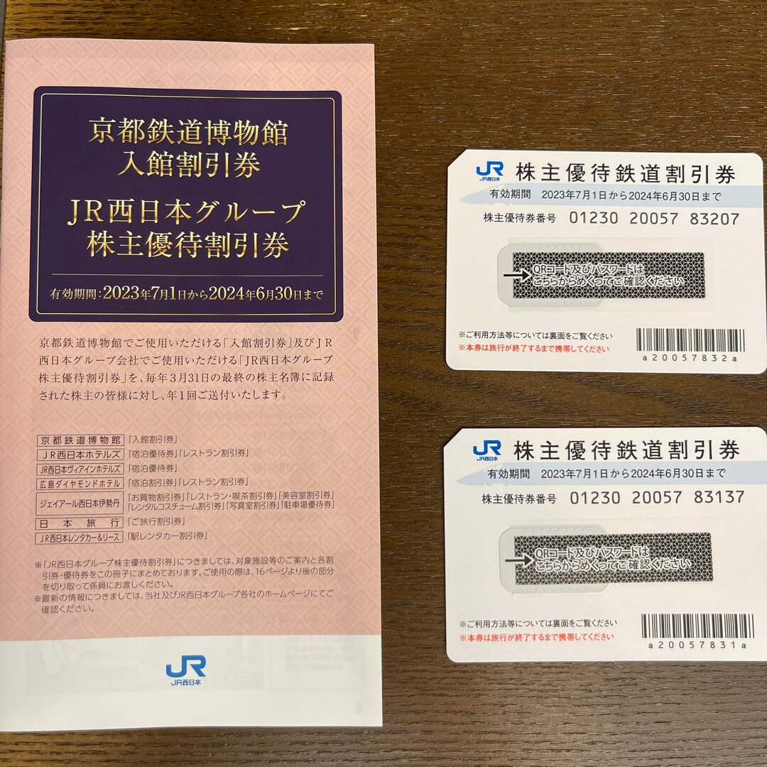 JR(ジェイアール)のJR西日本　株主優待券 チケットの乗車券/交通券(鉄道乗車券)の商品写真