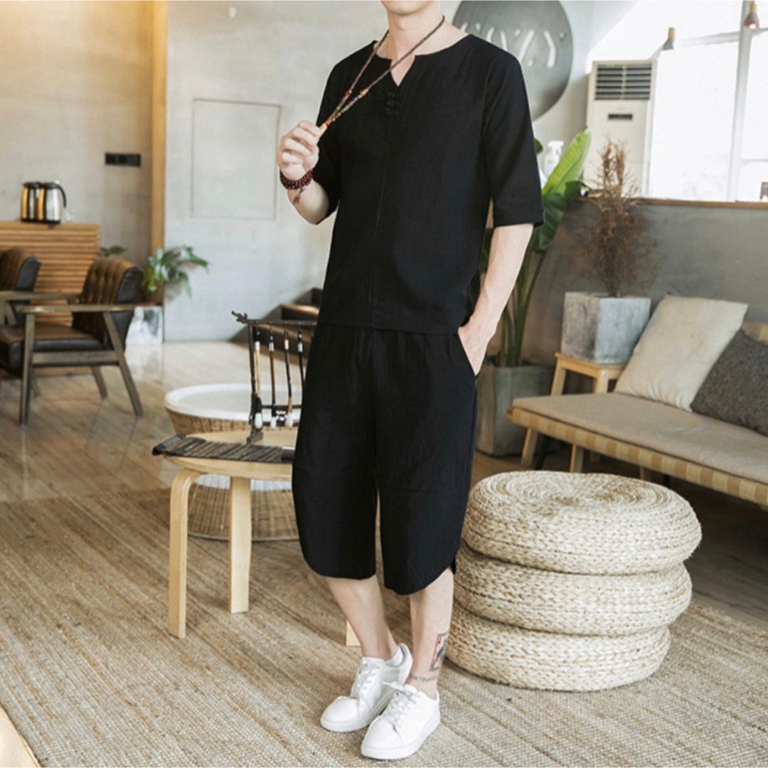 おしゃれ 甚平 セットアップ 速乾 夏 部屋着 サルエルパンツ