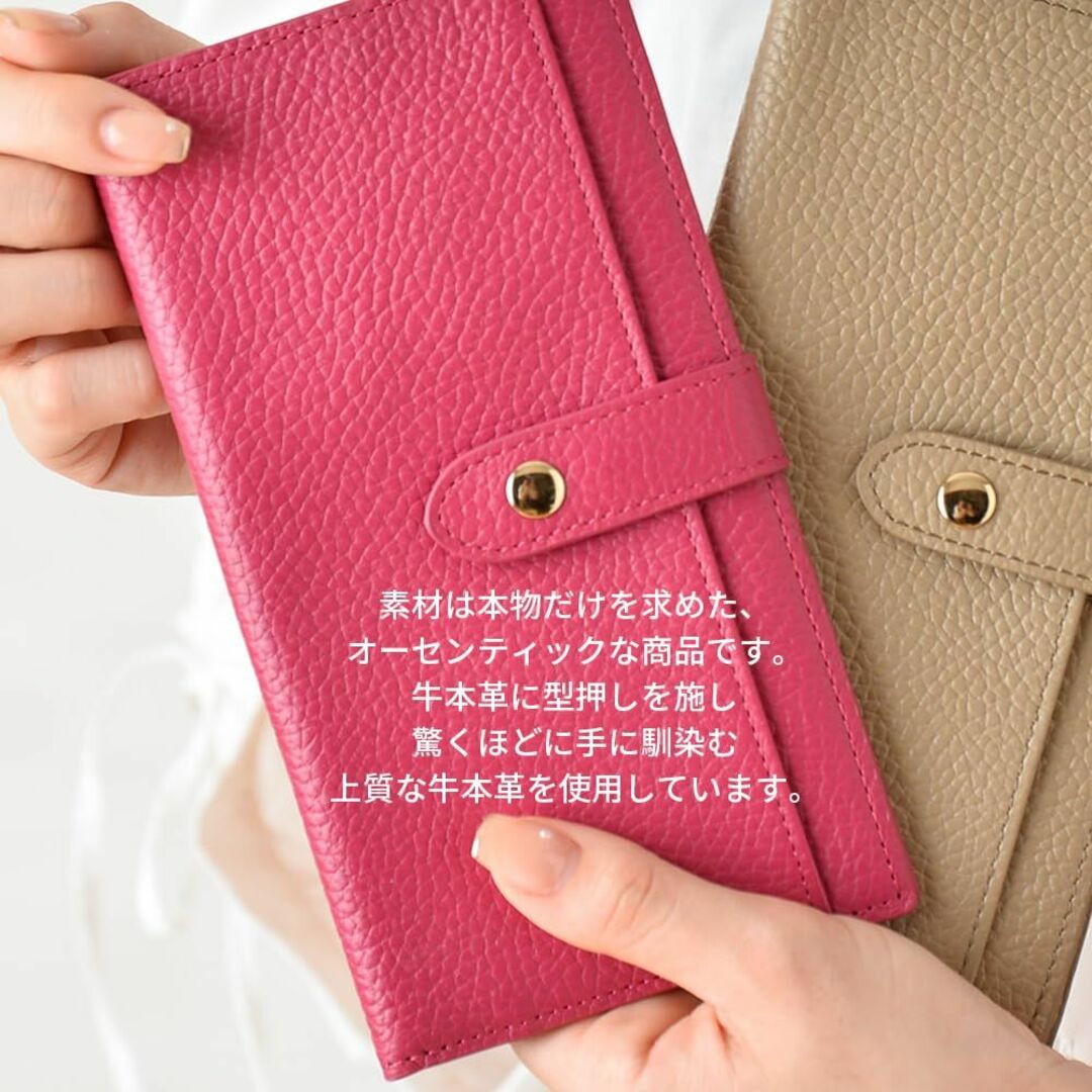 【色: グレー】HAKATA NO MORI LEATHER 薄い 長財布 本革