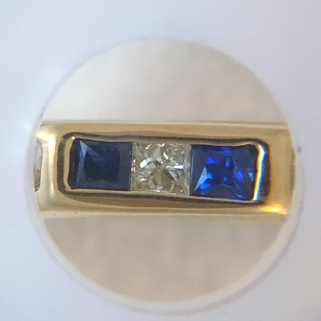 ダイヤモンド×サファイア 一文字 リング K18YG  0.35ct 3.5g レディースのアクセサリー(リング(指輪))の商品写真