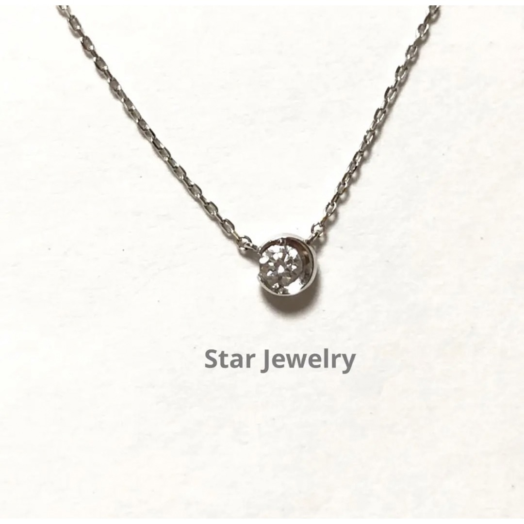 STAR JEWELRY(スタージュエリー)のスタージュエリー K18WG ムーンセッティング ネックレス 0.06ct レディースのアクセサリー(ネックレス)の商品写真