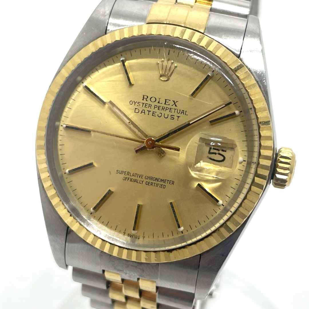 ロレックス ROLEX デイトジャスト 16013 自動巻き 腕時計 SS/YG シルバー日付曜日表示文字盤カラー