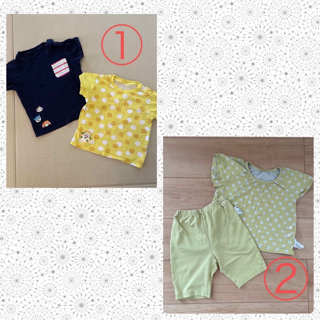 UNIQLO(ユニクロ)のUNIQLO  半袖Tシャツ2点&上下パジャマセット　90 キッズ/ベビー/マタニティのキッズ服女の子用(90cm~)(Tシャツ/カットソー)の商品写真