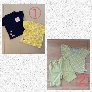 ユニクロ(UNIQLO)のUNIQLO  半袖Tシャツ2点&上下パジャマセット　90(Tシャツ/カットソー)