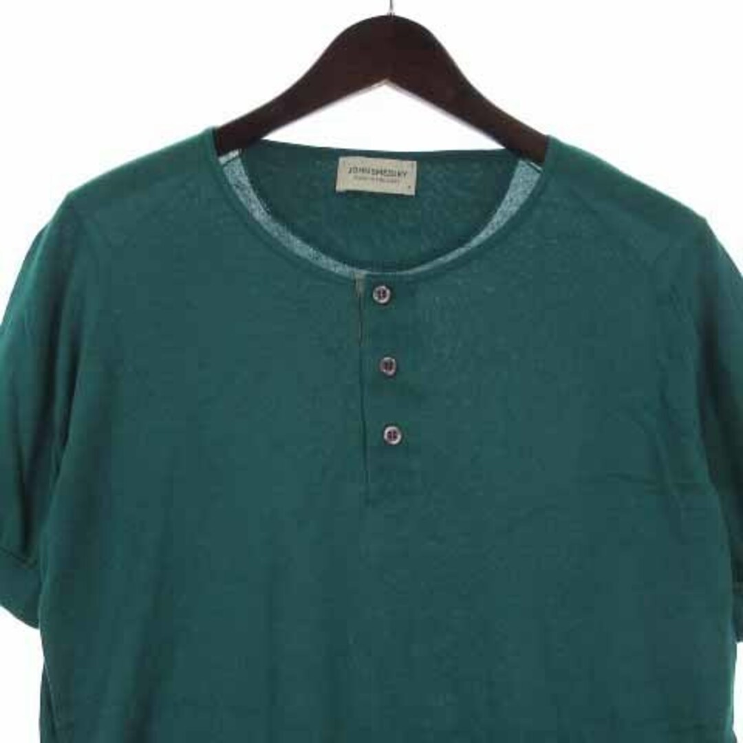 JOHN SMEDLEY(ジョンスメドレー)のジョンスメドレー ニット セーター 半袖 ヘンリーネック グリーン S メンズのトップス(ニット/セーター)の商品写真