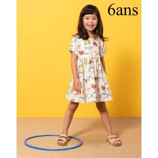 プチバトー(PETIT BATEAU)の新品 タグ付き プチバトー ポプリン プリント 半袖 ワンピース 6ans(ワンピース)