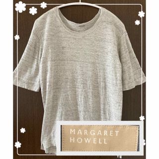 マーガレットハウエル(MARGARET HOWELL)の⭐️マーガレットハウエル　トップス　麻　薄手　日本製　マーブル　半袖(ニット/セーター)