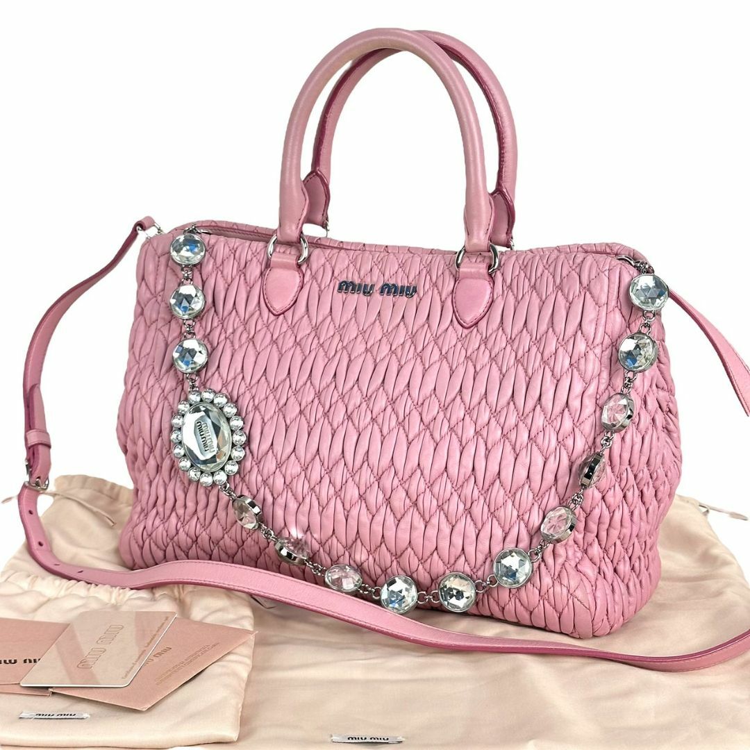 miumiuナッパクリスタル　レザーbag