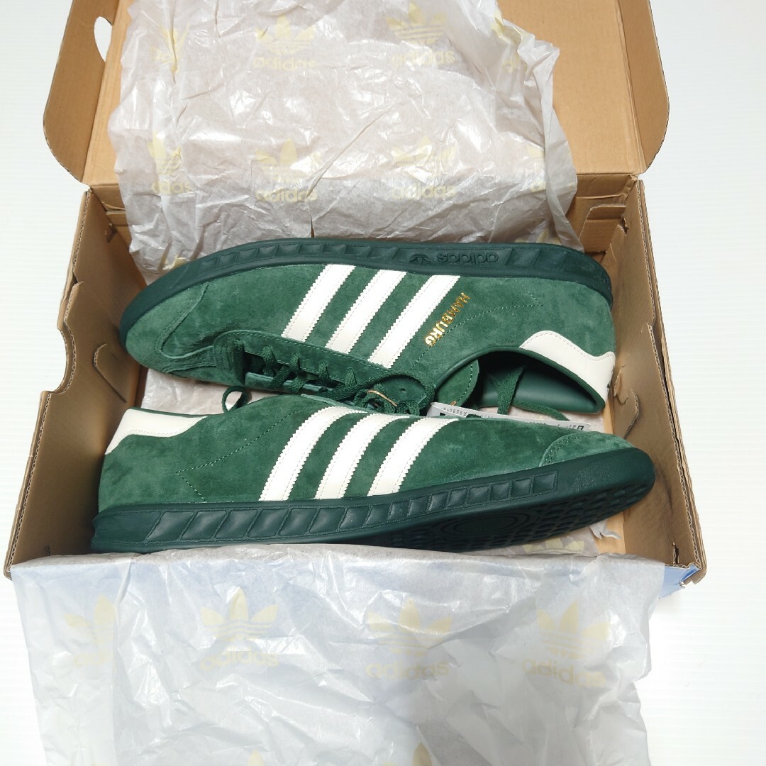 新品未使用】adidas☆HAMBURG 30cm☆スニーカー☆緑☆箱あり