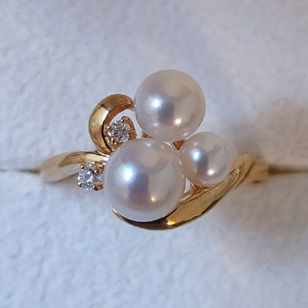 MIKIMOTO(ミキモト)のミキモト ダイヤモンド×パール リング K18YG 5.5mm 3.0g レディースのアクセサリー(リング(指輪))の商品写真