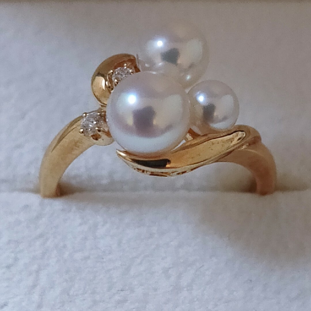 MIKIMOTO(ミキモト)のミキモト ダイヤモンド×パール リング K18YG 5.5mm 3.0g レディースのアクセサリー(リング(指輪))の商品写真