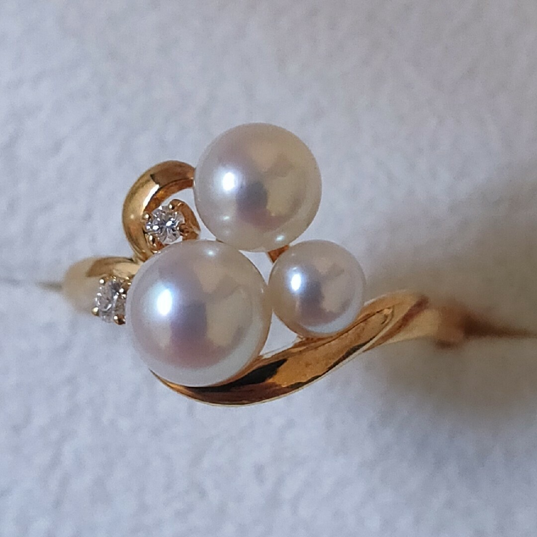 MIKIMOTO(ミキモト)のミキモト ダイヤモンド×パール リング K18YG 5.5mm 3.0g レディースのアクセサリー(リング(指輪))の商品写真