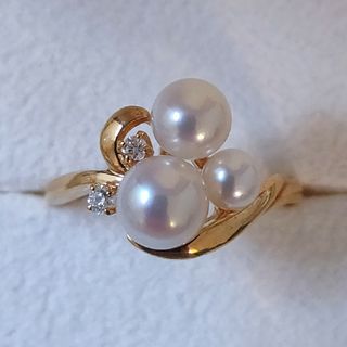 ミキモト(MIKIMOTO)のミキモト ダイヤモンド×パール リング K18YG 5.5mm 3.0g(リング(指輪))