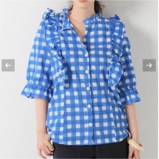 イエナ(IENA)のSZブロックプリント　GINGHAM コットンフリルブラウス(シャツ/ブラウス(半袖/袖なし))