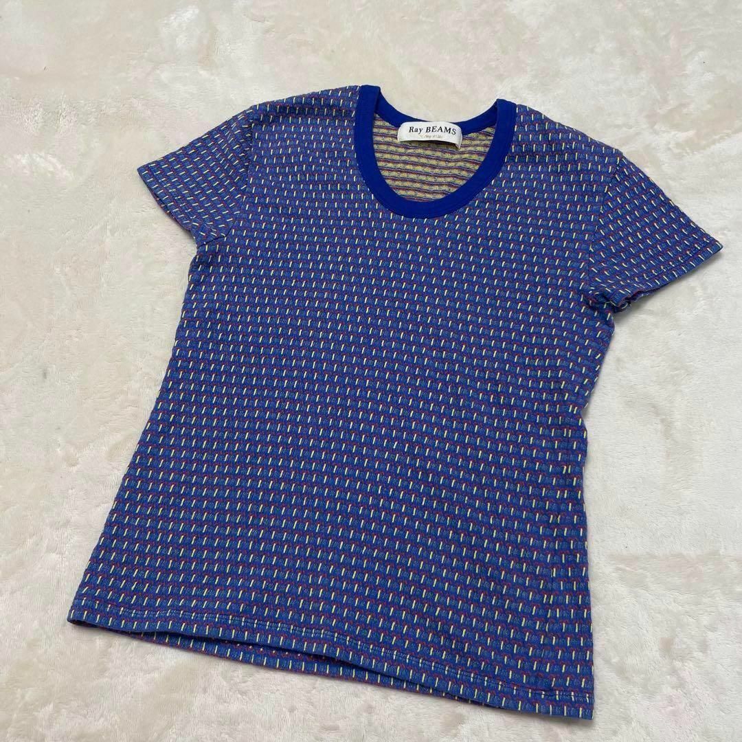 Ray BEAMS(レイビームス)の美品✨RAY BEAMS レディース　トップス　ニットシャツ　青　ブルー レディースのトップス(Tシャツ(半袖/袖なし))の商品写真