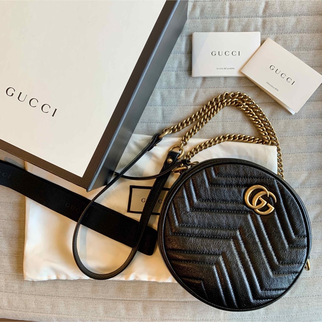 GUCCI グッチ ラウンド ミニ ショルダーバッグ GGマーモント | フリマアプリ ラクマ
