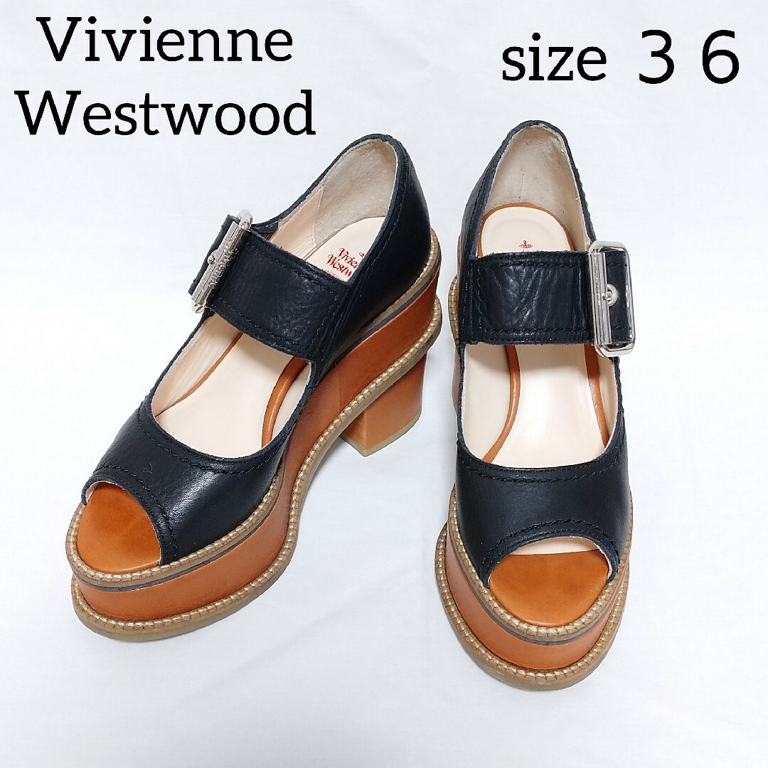 Vivienne Westwood(ヴィヴィアンウエストウッド)のvivienne westwood 厚底 太ヒール レザー ストラップ サンダル レディースの靴/シューズ(サンダル)の商品写真