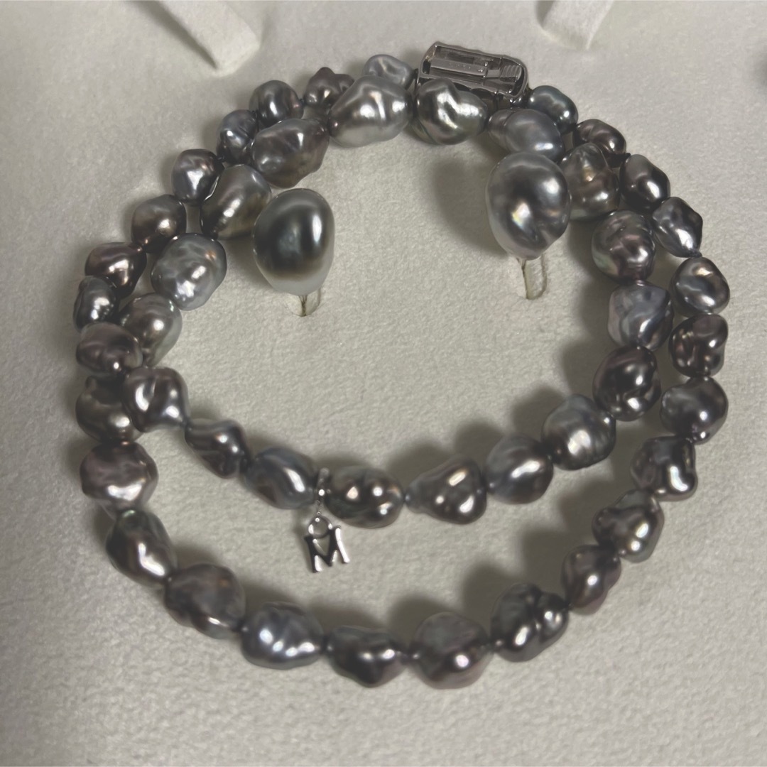 MIKIMOTO(ミキモト)の【ご専用　超美品】ミキモト黒蝶バロックパールネックレスK18イヤリングセット レディースのアクセサリー(ネックレス)の商品写真