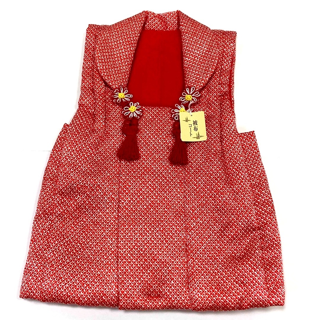 ☆新品未使用☆女の子　3歳　七五三・和装　赤系かのこ被布コート