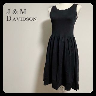 ジェイアンドエムデヴィッドソン(J&M DAVIDSON)の【極美品】J&M デヴィッドソン ノースリーブ ニット ワンピース ネイビー(ひざ丈ワンピース)