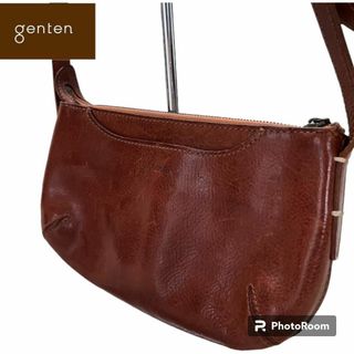 genten - ゲンテン 半月型 ショルダーバッグ トスカ レザー しぼ皮 ブラウン 肩掛けの通販｜ラクマ