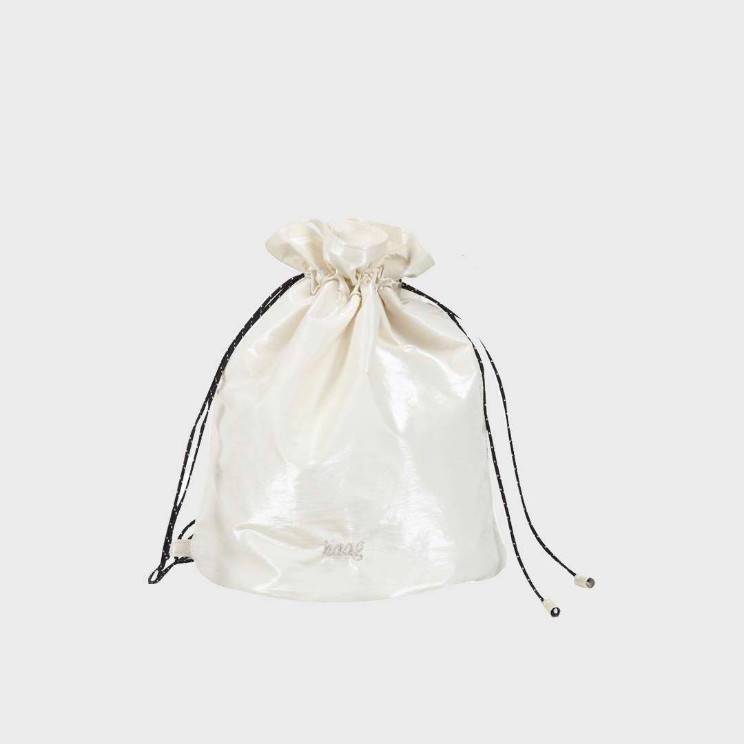 韓国 ヘイグhaag a glossy bag mini cream 巾着バッグ