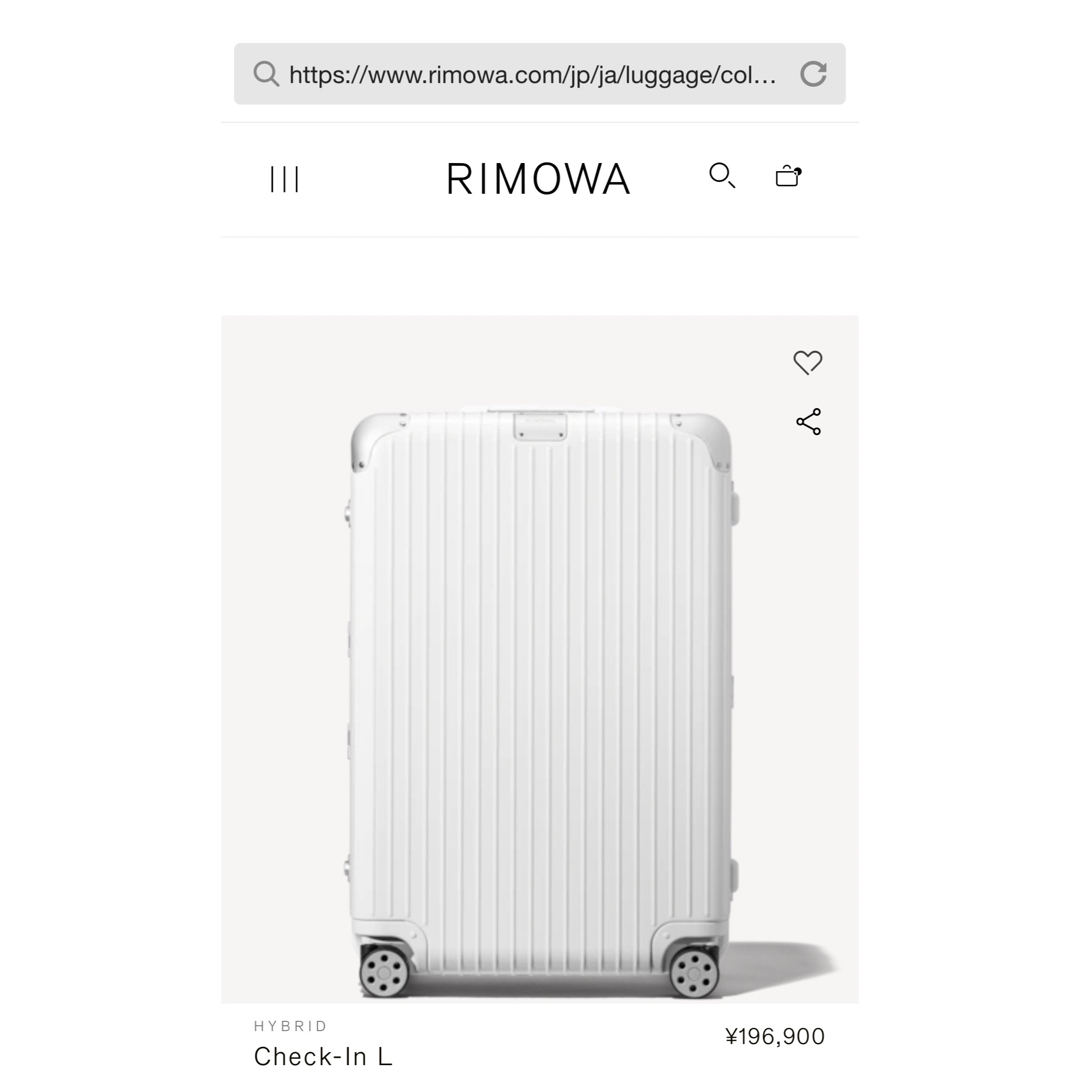 RIMOWA - RIMOWA HYBRID Check-In L ホワイトの通販 by kzm's RIMOWA - RIMOWA HYBRID Check-In L ホワイトの通販 by kzm's
