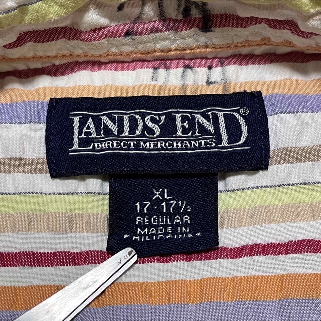 LANDS’END(ランズエンド)の90s 00s lands end ランズエンド　シアサッカー　シャツ　半袖 メンズのトップス(シャツ)の商品写真