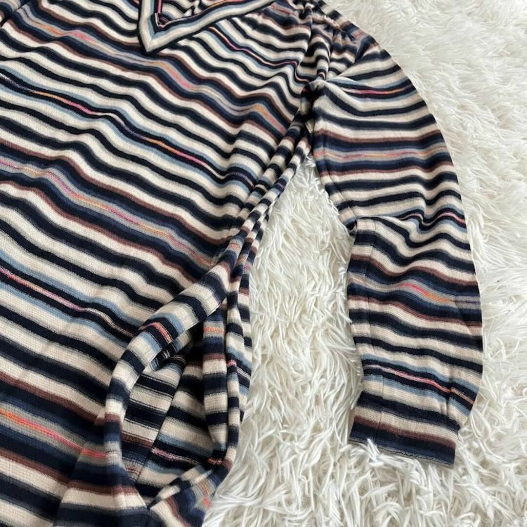 茶タグ MISSONI 長袖ワンピース マルチカラー ストライプ ウール 42