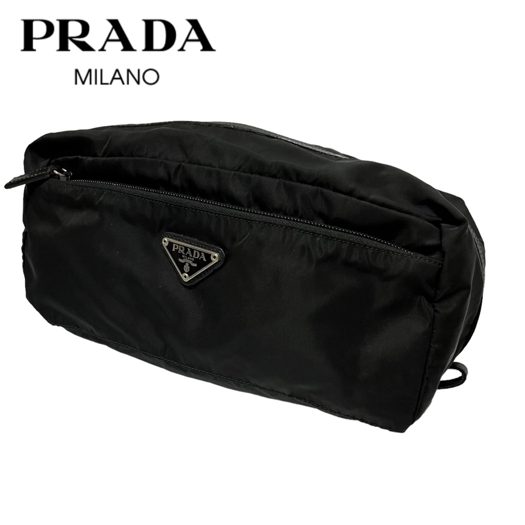PRADA - PRADA プラダ 三角プレートナイロンクラッチバック、ポーチ