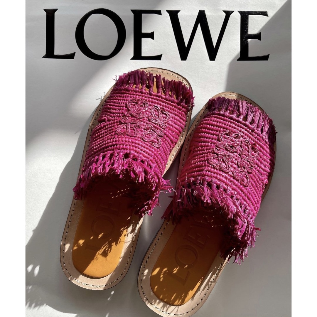 【本物 新品未使用】LOEWE ロエベ ラフィアミュール アナグラム サンダル