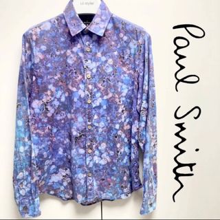 【美品】Paul Smith COLLECTION 花柄シャツ  パープルブルー