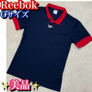リーボック(Reebok)の極美品✨リーボック　Reebok 半袖　ポロシャツ　Oサイズ　ネイビー　紺(ポロシャツ)