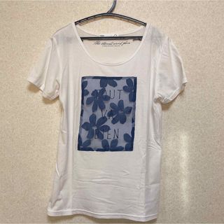 古着 used ikka Tシャツ 花柄 白Tシャツ ロゴTシャツ ロゴ 韓国(Tシャツ(半袖/袖なし))