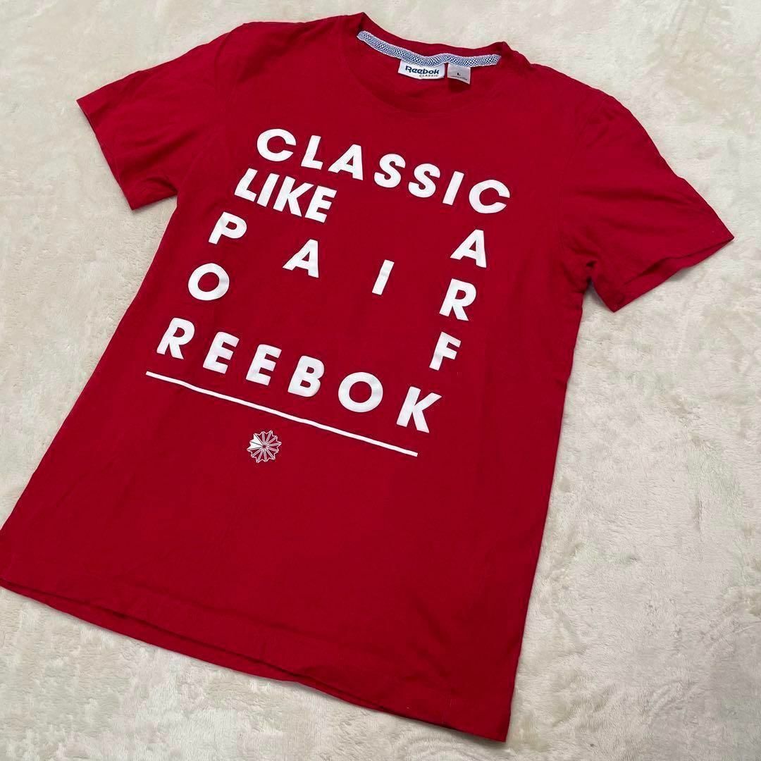 Reebok(リーボック)の極美品✨リーボック　Reebok 半袖　Tシャツ　Lサイズ　赤　レッド レディースのトップス(Tシャツ(半袖/袖なし))の商品写真