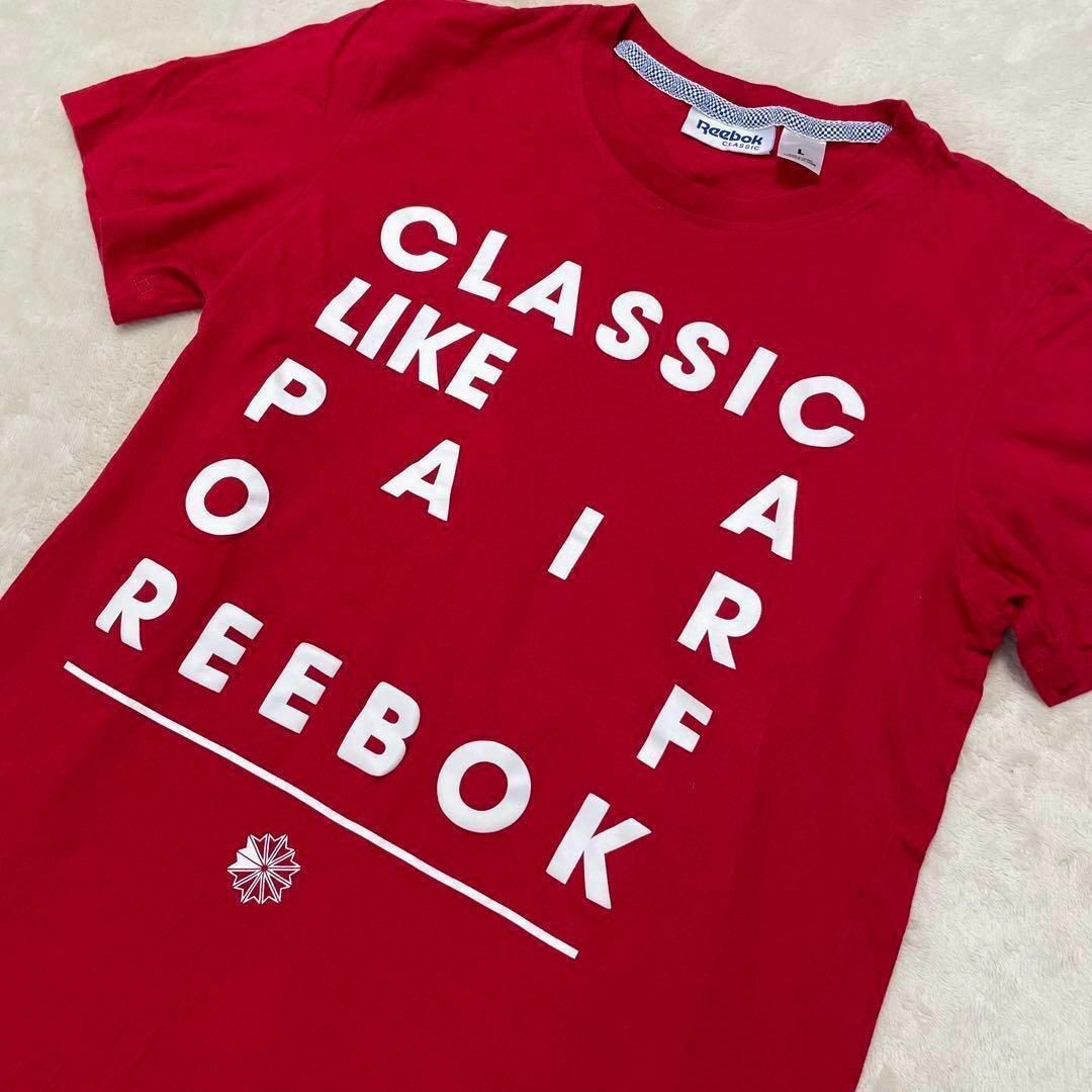 Reebok(リーボック)の極美品✨リーボック　Reebok 半袖　Tシャツ　Lサイズ　赤　レッド レディースのトップス(Tシャツ(半袖/袖なし))の商品写真